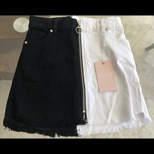 Revice Denim Black and White Denim Skirt